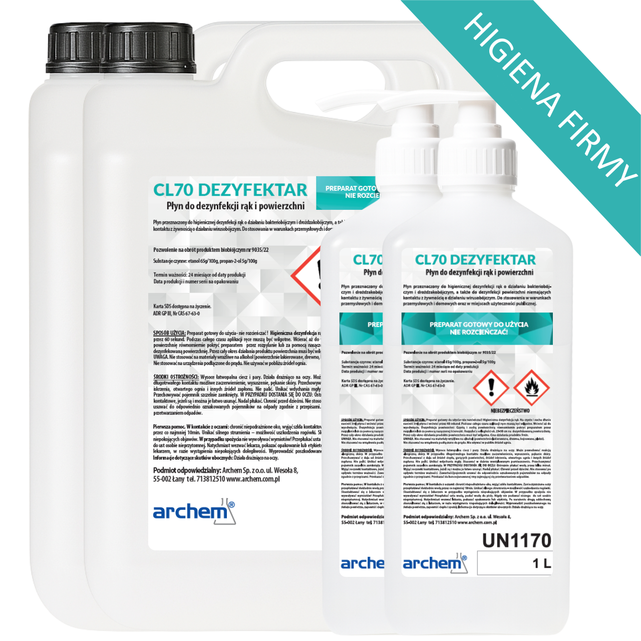 CL70 Dezyfektar – Pakiet Higiena Firmy (2 × 5L + 2x 1L)
