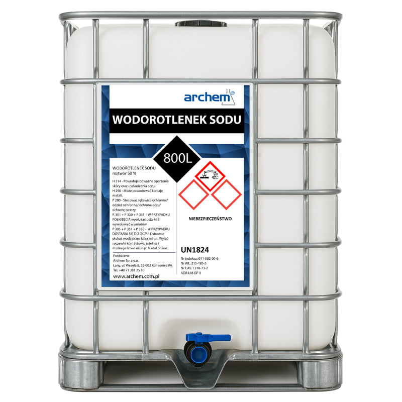 Wodorotlenek sodu 50%, 800 l (1200kg), IBC, DPPL
