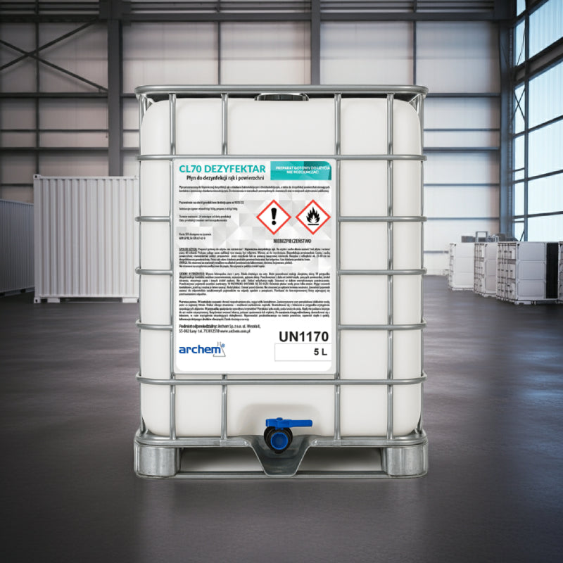 Magazyn i transport publiczny dezynfekcja płynem CL70 DEZYFEKTAR 1000 L