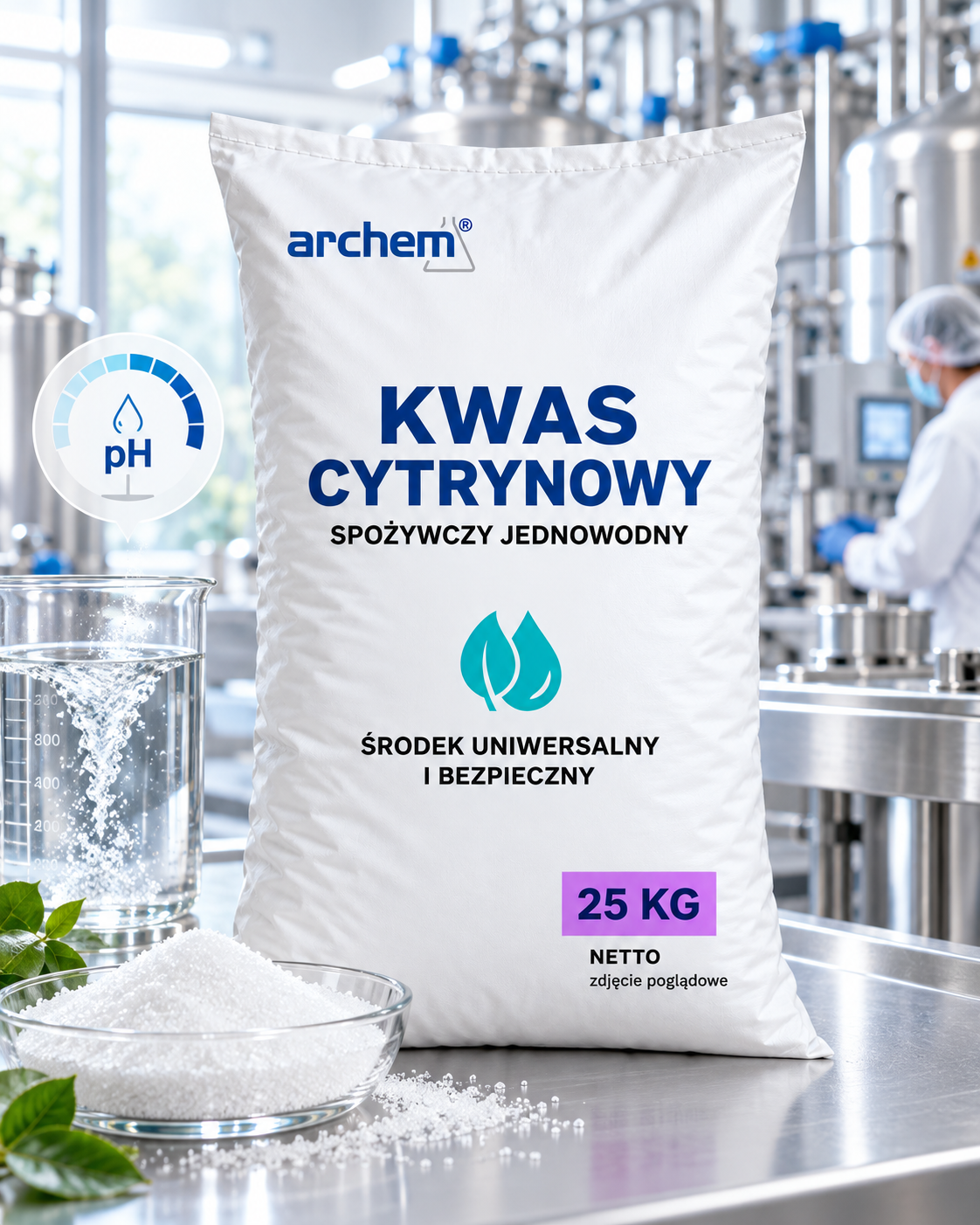 Kwas cytrynowy spożywczy jednowodny, 25 kg