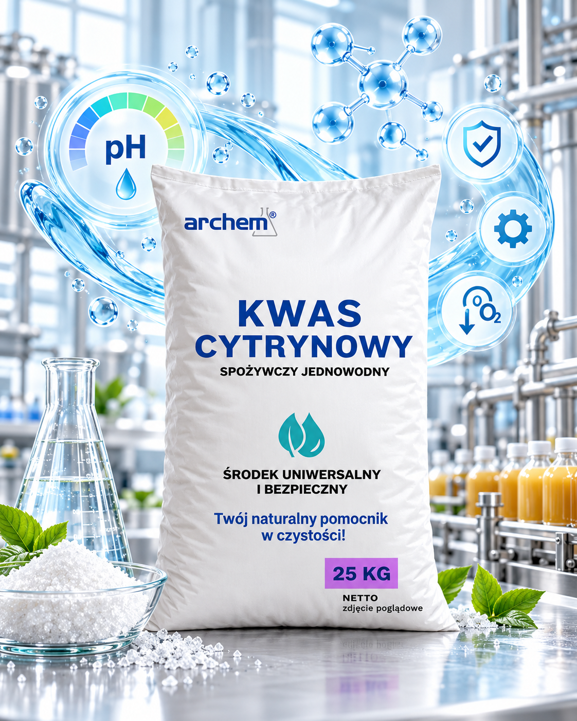 Kwas cytrynowy spożywczy jednowodny, 25 kg