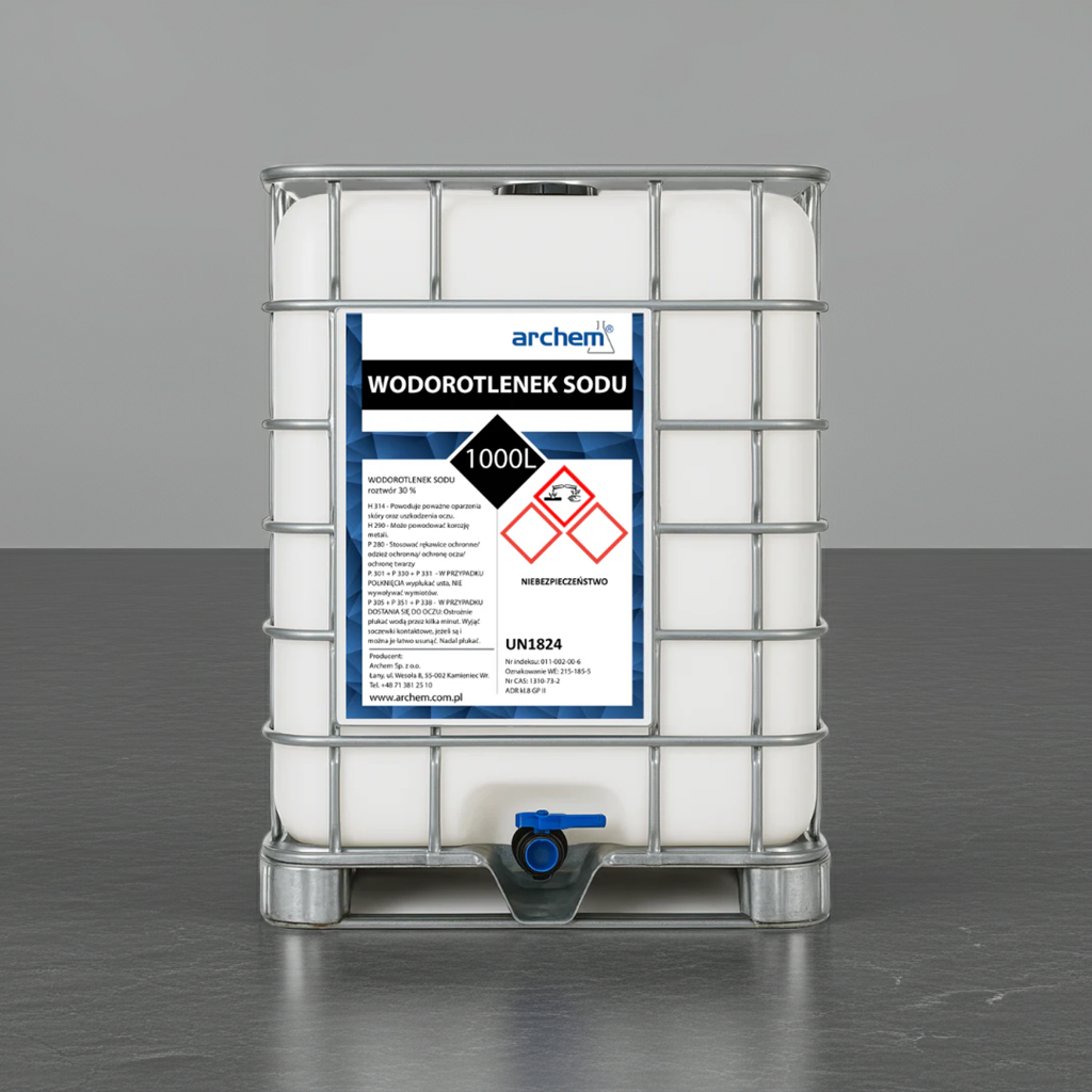 Wodorotlenek sodu 50%, ług sodowy 800 l (1200kg), IBC, DPPL